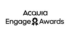 Logo of the Acquia Engage Awards that was received by Material