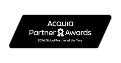 Logo of the Acquia Partner Award that was received by Material