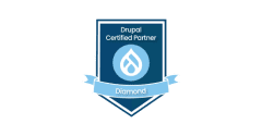 Drupal certified logo, representing their partnership with Material